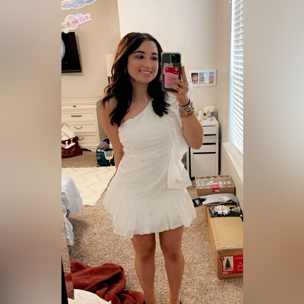 White Ruffle Dress Off the Shoulder